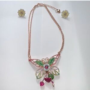 Betsey Johnson crystal butterfly necklace